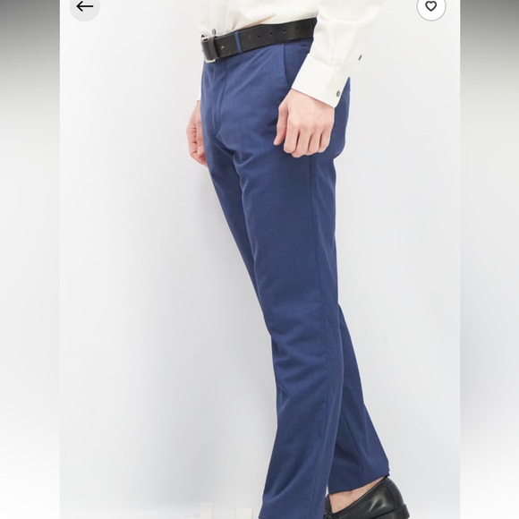 NWT Cliff-in "Italian Fit" Men’s Trousers - Dark Blue Grid Pattern - Sz 34 - Picture 6 of 15